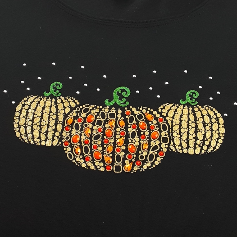 🍁Karen Scott Black Knit Fall Embellished Top NWT